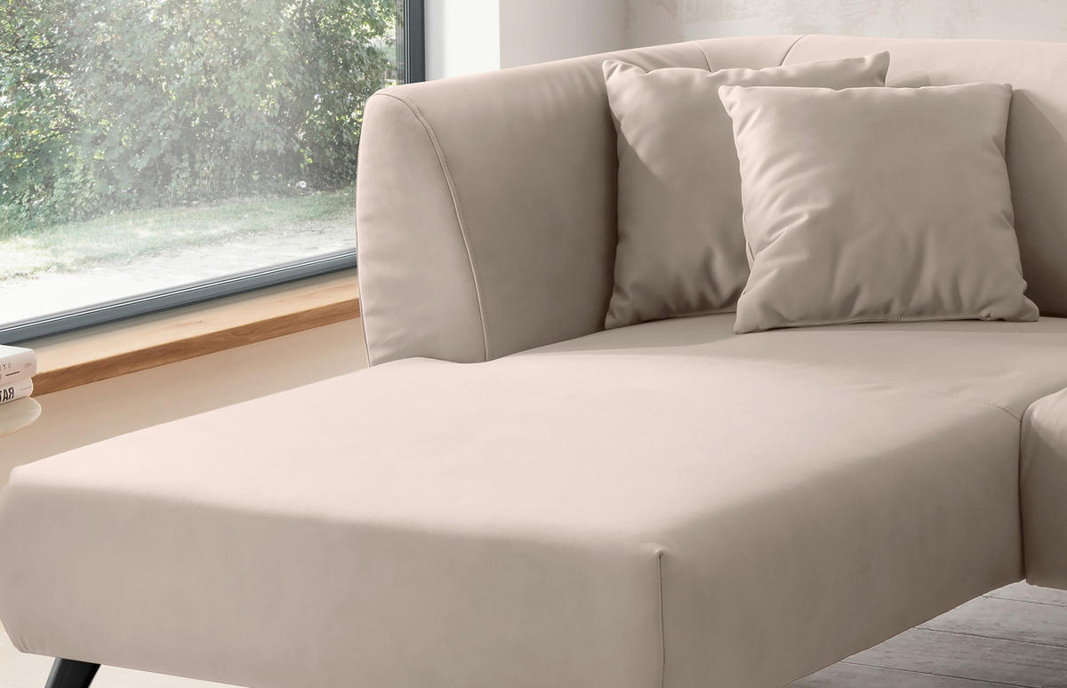ECKSOFA in Lederlook Beige  - Beige/Schwarz, Modern, Holz/Textil (160/264cm) - Livetastic