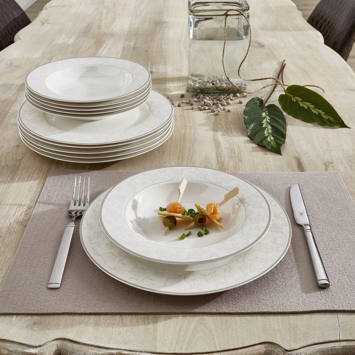 JÍDELNÍ SOUPRAVA, 12dílné, porcelán (fine china) - béžová, Konvenční, keramika - Ritzenhoff Breker