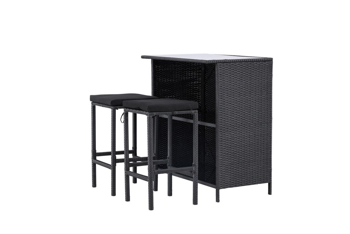 TRÄDGÅRDSBAR SET 5 delar    - svart, Modern, metall/textil (100/60/105cm) - Gardenson