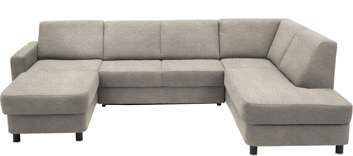 WOHNLANDSCHAFT in Webstoff Beige  - Beige/Schwarz, Design, Holz/Textil (165/296/198cm) - Xora