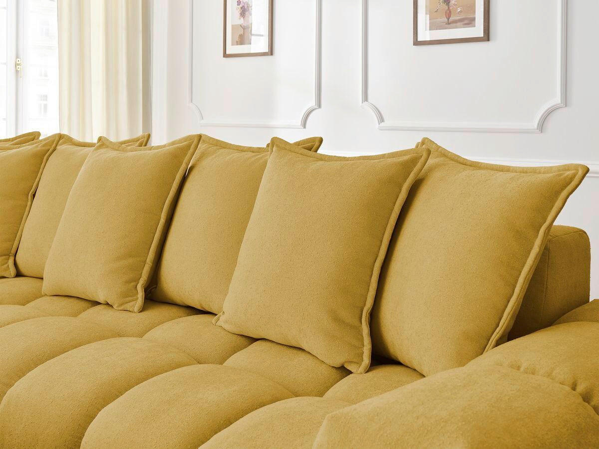 ECKSOFA Ottomane links  EVEREST Gelb Struktur  - Gelb/Schwarz, MODERN, Kunststoff/Textil (210/352cm) - Livetastic