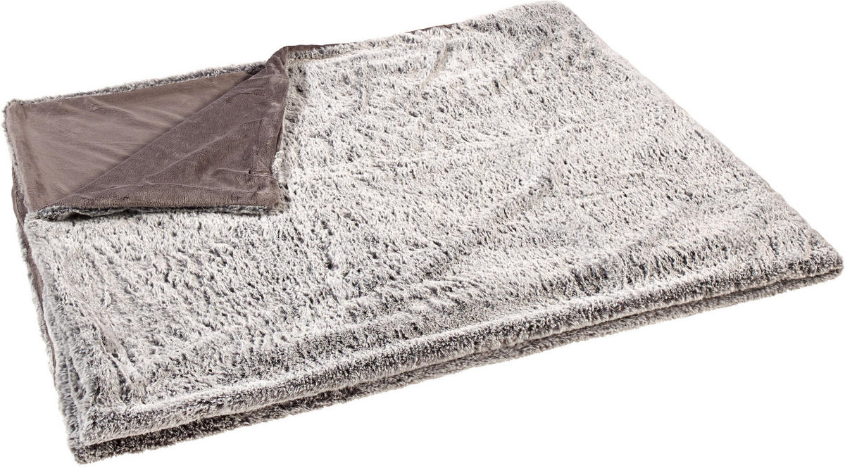 KOŽEŠINOVÁ DEKA, polyester, 150/200 cm - šedá, Konvenční, textil (150/200cm) - Novel