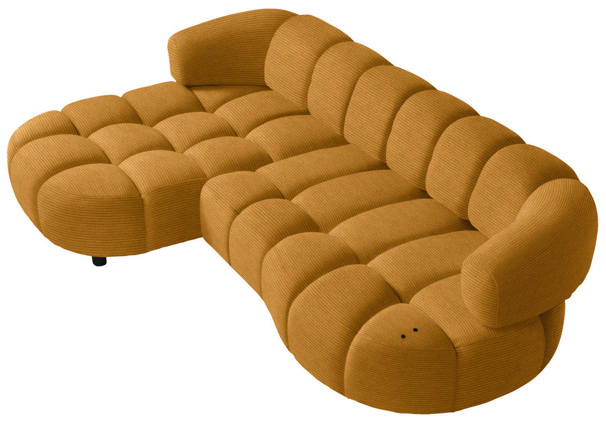 ECKSOFA in Cord, Velours Currygelb  183/284 cm  - Currygelb/Schwarz, Design, Holz/Textil (183/284cm) - Welnova