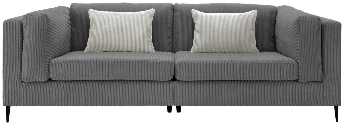 3-SITZER-SOFA in Cord Grau  - Silberfarben/Schwarz, Design, Textil/Metall (250/82/112cm) - Livetastic