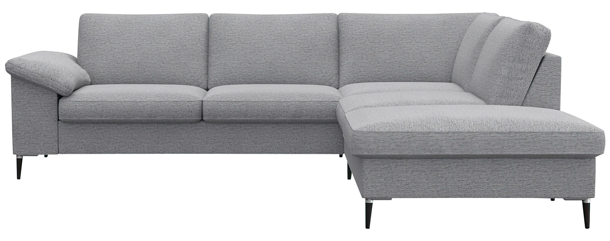 ECKSOFA Hellgrau Chenille, Webstoff, Flachgewebe - Hellgrau/Schwarz, Design, Textil/Metall (247/225cm) - Livetastic