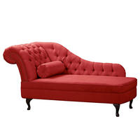 RÉCAMIERE Pako in Mikrofaser Rot  - Rot/Braun, Design, Holz/Textil (185/93/75cm) - Livetastic