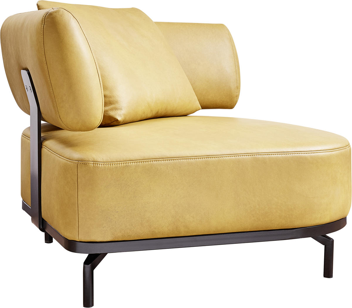 SESSEL in Echtleder Dunkelgelb  - Dunkelgelb/Schwarz, Design, Leder/Metall (98/85/98cm) - Dieter Knoll
