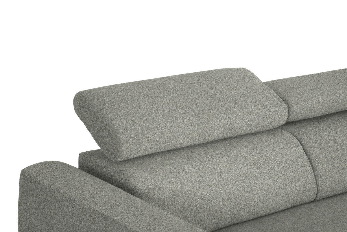 ECKSOFA in Struktur Hellgrau  280/205 cm  - Hellgrau/Schwarz, Design, Textil/Metall (280/205cm) - Xora