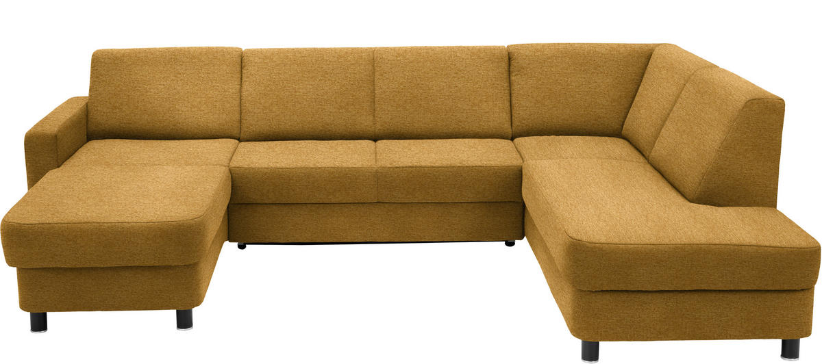 WOHNLANDSCHAFT in Webstoff Honig  - Schwarz/Honig, Design, Holz/Textil (165/296/198cm) - Xora