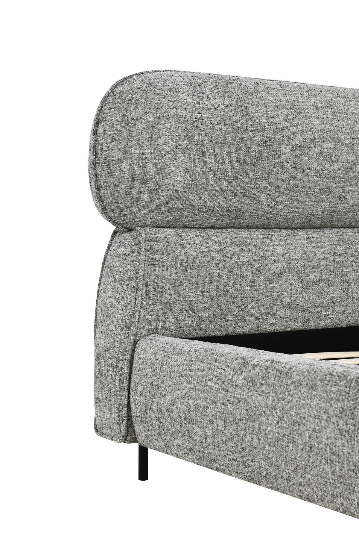 POLSTERBETT gepolstertes Kopfteil, Lattenrost 140/200 cm  in Grau  - Eichefarben/Schwarz, Design, Holz/Textil (140/200cm) - Boxxx