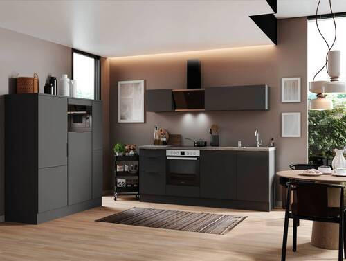 KÜCHENBLOCK 370 cm   in Grau  - Hellgrau/Grau, LIFESTYLE, Holzwerkstoff/Metall (370cm) - Respekta