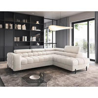 ECKSOFA Weiß Plüsch  - Schwarz/Weiß, Design, Textil/Metall (276/200cm) - MID.YOU