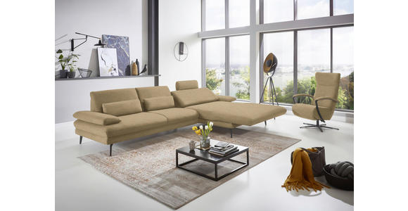 ECKSOFA in Velours Cappuccino 310/180 cm - Schwarz/Cappuccino, Design, Textil/Metall (310/180cm) - Dieter Knoll