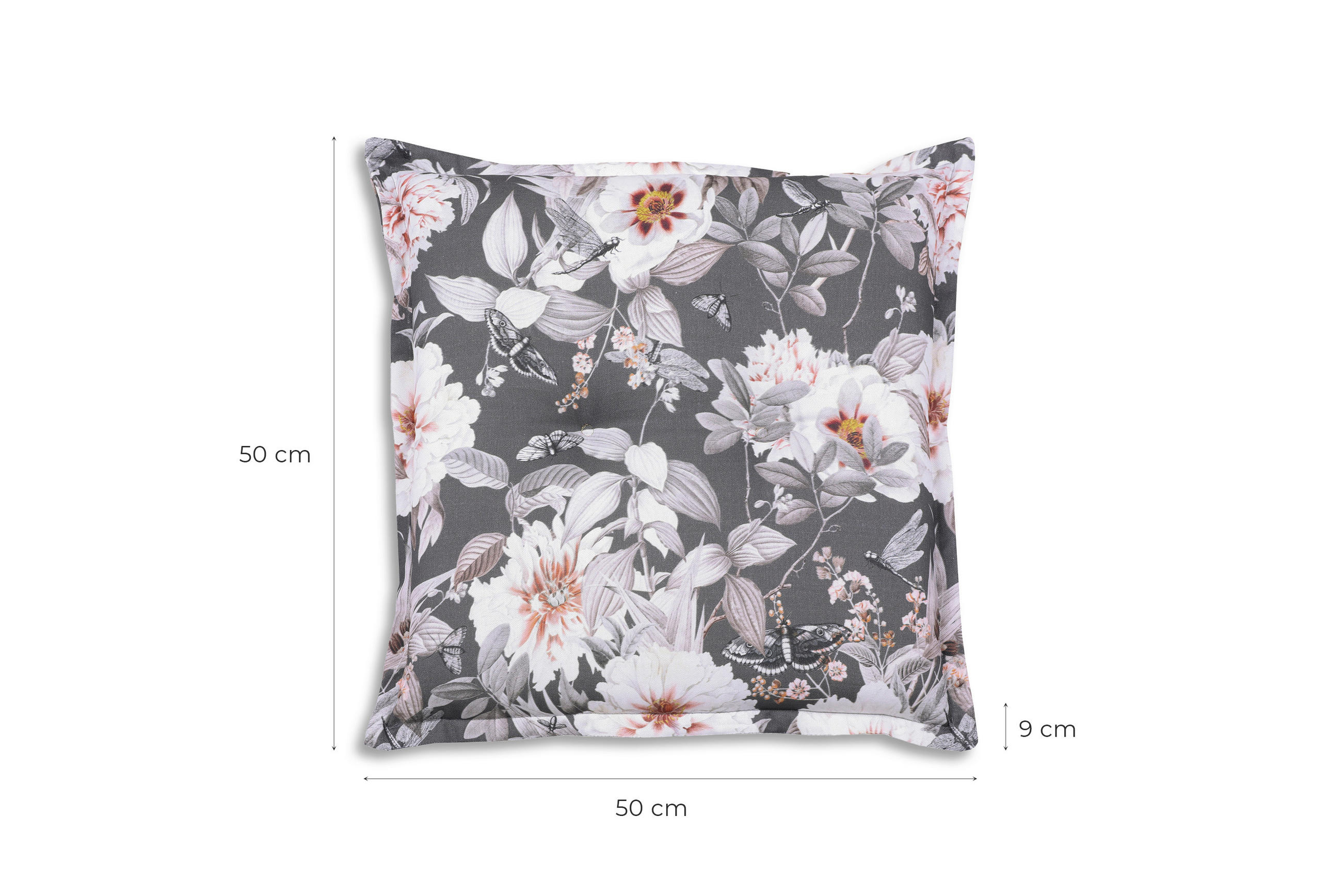 Thumbnail - Xxxl Gartensitzkissen, Anthrazit, Grau, Weiß, Textil, 2-teilig, Blume, Füllung: Schaumstoff, Vlies, quadratisch, 50x9x50...