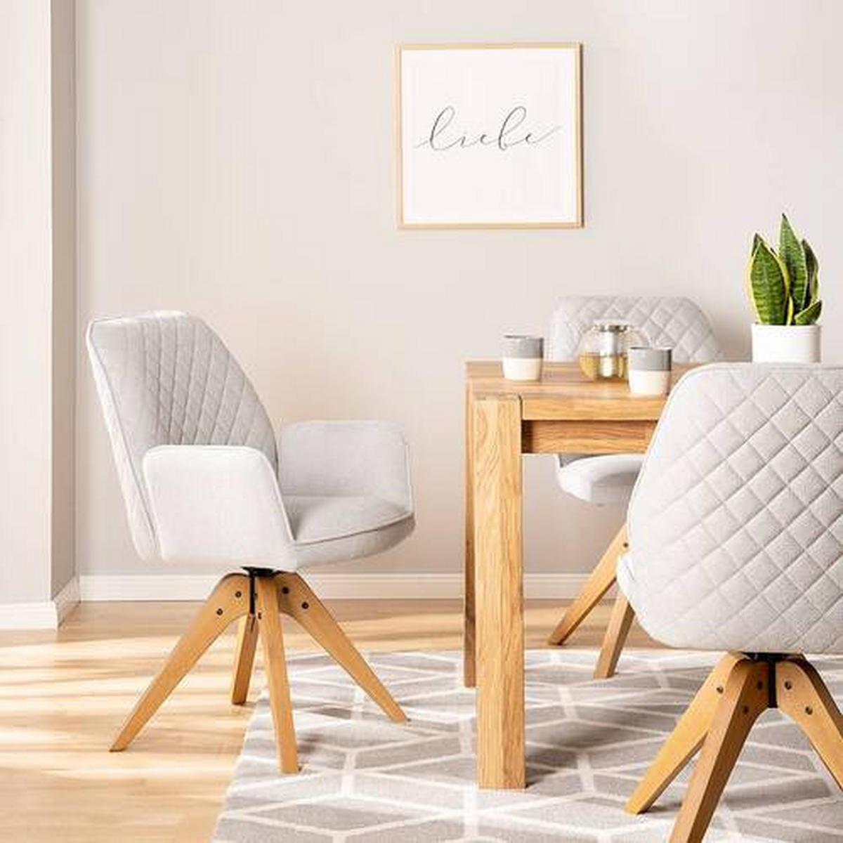 ARMLEHNSTUHL in Holz, Textil Grau, Eichefarben  - Eichefarben/Grau, MODERN, Holz/Textil (59/88/63cm) - home24