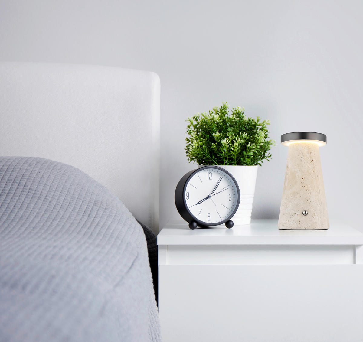 STOLNÍ LAMPA NA BATERIE, dotykový stmívač, 9/16 cm  - bílá/šedá, Design, kov/plast (9/16cm) - Globo