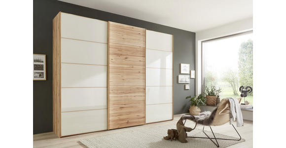 SCHWEBETÜRENSCHRANK 300/217/67 cm 3-türig Buchefarben, Champagner - Champagner/Buchefarben, Natur, Glas/Holz (300/217/67cm) - Linea Natura