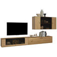 WOHNWAND  in Anthrazit, Eichefarben  336/195/44 cm  - Eichefarben/Anthrazit, Design, Glas/Holz (336/195/44cm) - Valnatura