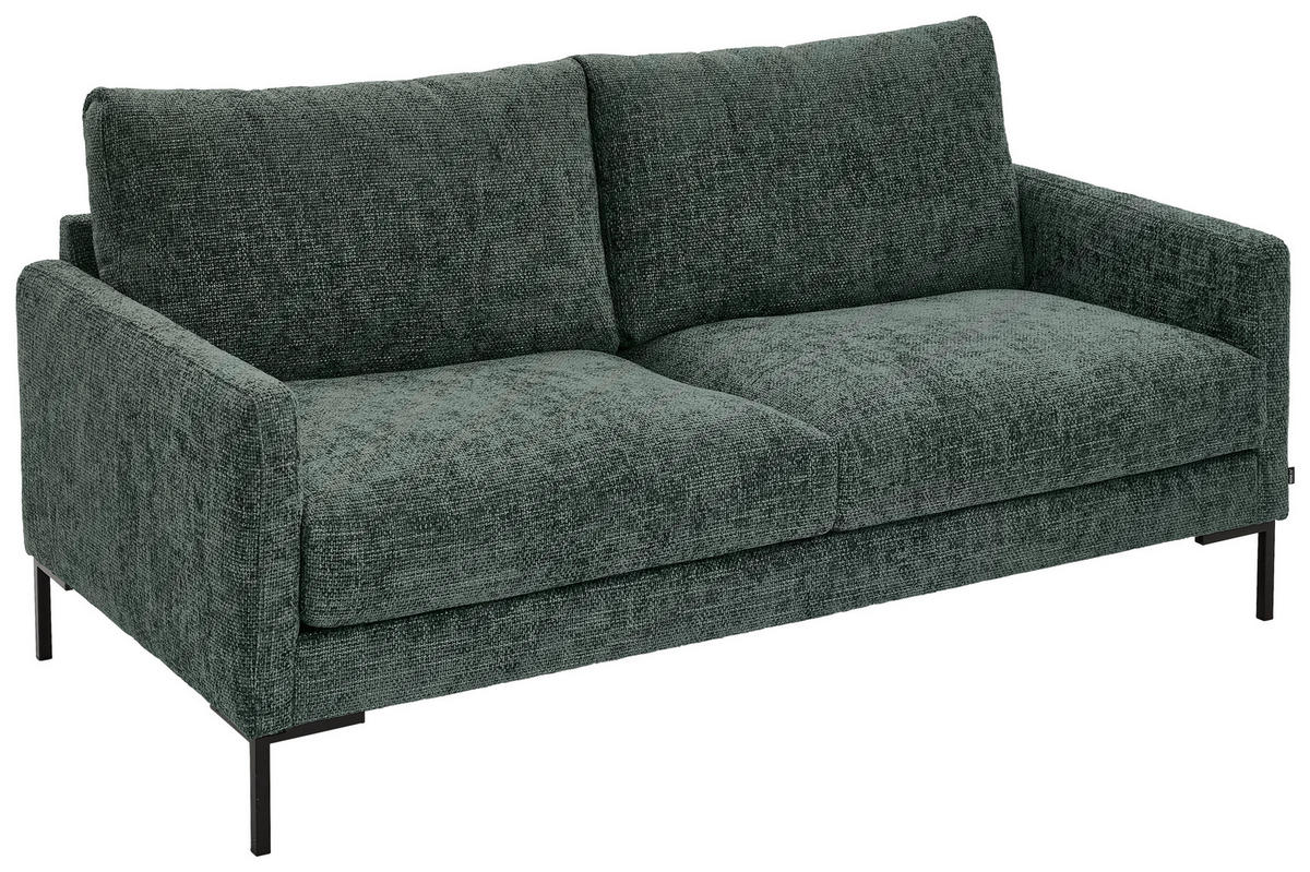 2,5-SITZER in Webstoff Dunkelgrün  - Dunkelgrün/Schwarz, Konventionell, Textil/Metall (176/78/90cm) - MID.YOU
