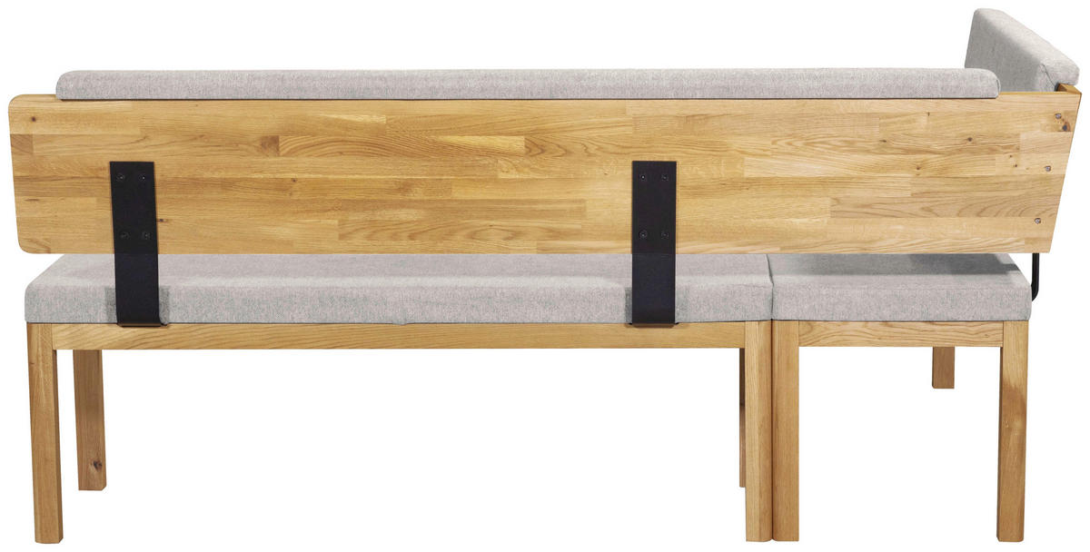 ECKBANK 171/208 cm Webstoff Eichefarben, Hellgrau Eiche vollmassiv   - Eichefarben/Hellgrau, KONVENTIONELL, Holz/Textil (171/208cm) - Linea Natura