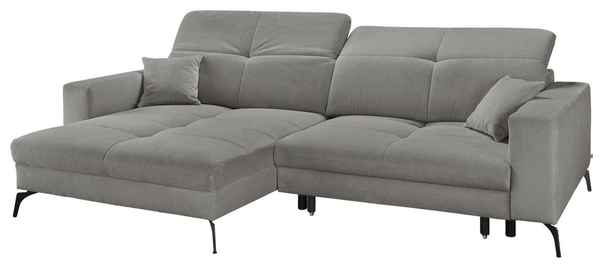 ECKSOFA Grau Webstoff  - Schwarz/Grau, KONVENTIONELL, Textil/Metall (180/285cm) - SetOne by Musterring