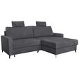 ECKSOFA Anthrazit Struktur  - Anthrazit/Schwarz, KONVENTIONELL, Textil/Metall (230/164cm) - Carryhome