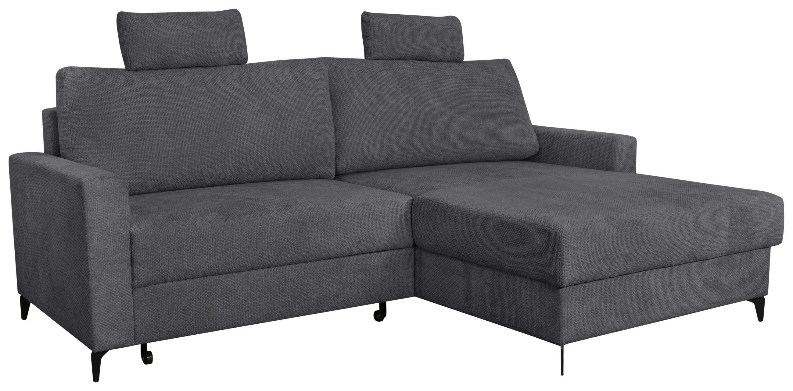 ECKSOFA Anthrazit Struktur  - Anthrazit/Schwarz, KONVENTIONELL, Textil/Metall (230/164cm) - Carryhome