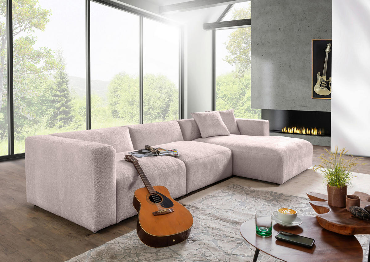 ECKSOFA Rosa Chenille  - Creme/Schwarz, MODERN, Kunststoff/Textil (323/178cm) - Carryhome