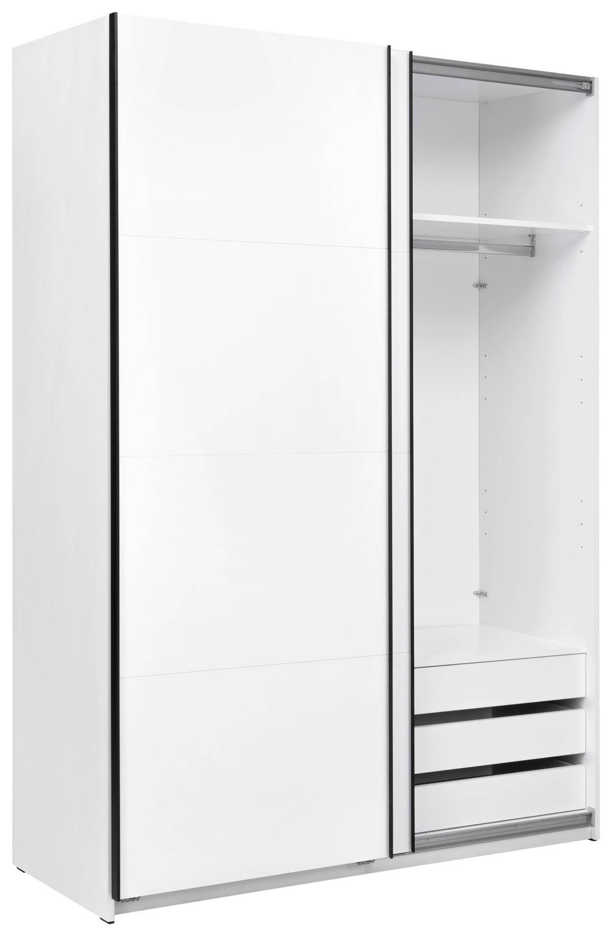 SCHIEBETÜRENSCHRANK 150/211,5/61,5 cm 2-türig Weiß  - Schwarz/Weiß, MODERN, Holzwerkstoff/Metall (150/211,5/61,5cm) - MID.YOU