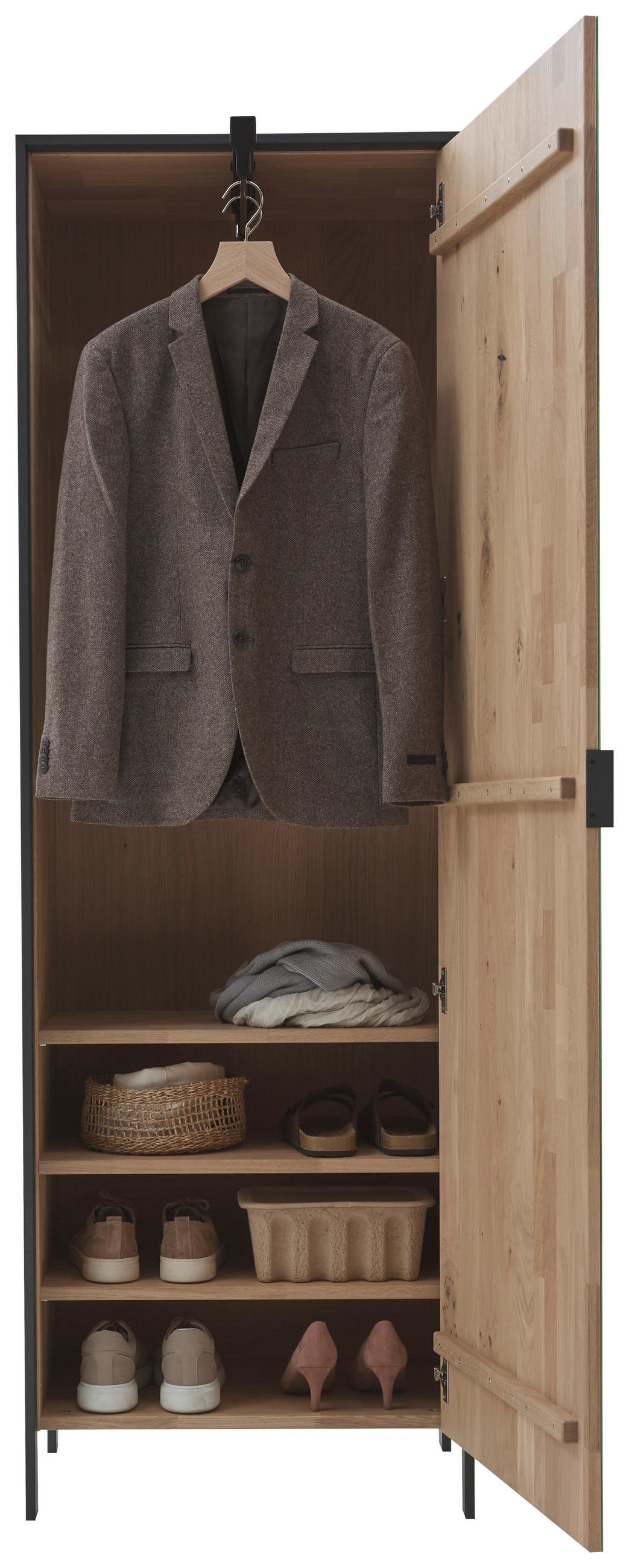 GARDEROBENSCHRANK 65/199,1/44,6 cm  - Eichefarben/Graphitfarben, Natur, Glas/Holz (65/199,1/44,6cm) - Valdera