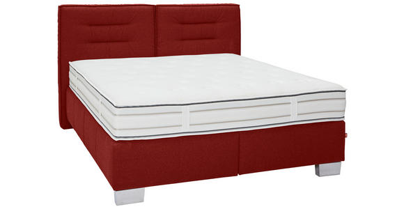 BOXSPRINGBETT 180/200 cm in Rot - Chromfarben/Rot, KONVENTIONELL, Textil (180/200cm) - Dieter Knoll