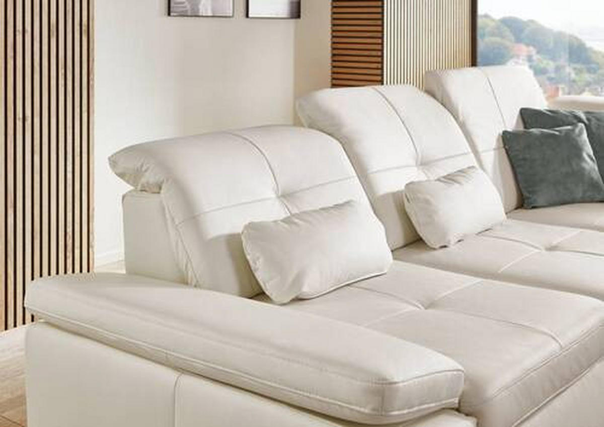 ECKSOFA in Echtleder Weiss  - Weiss, Basics, Leder/Metall (312/260cm) - Beldomo Premium