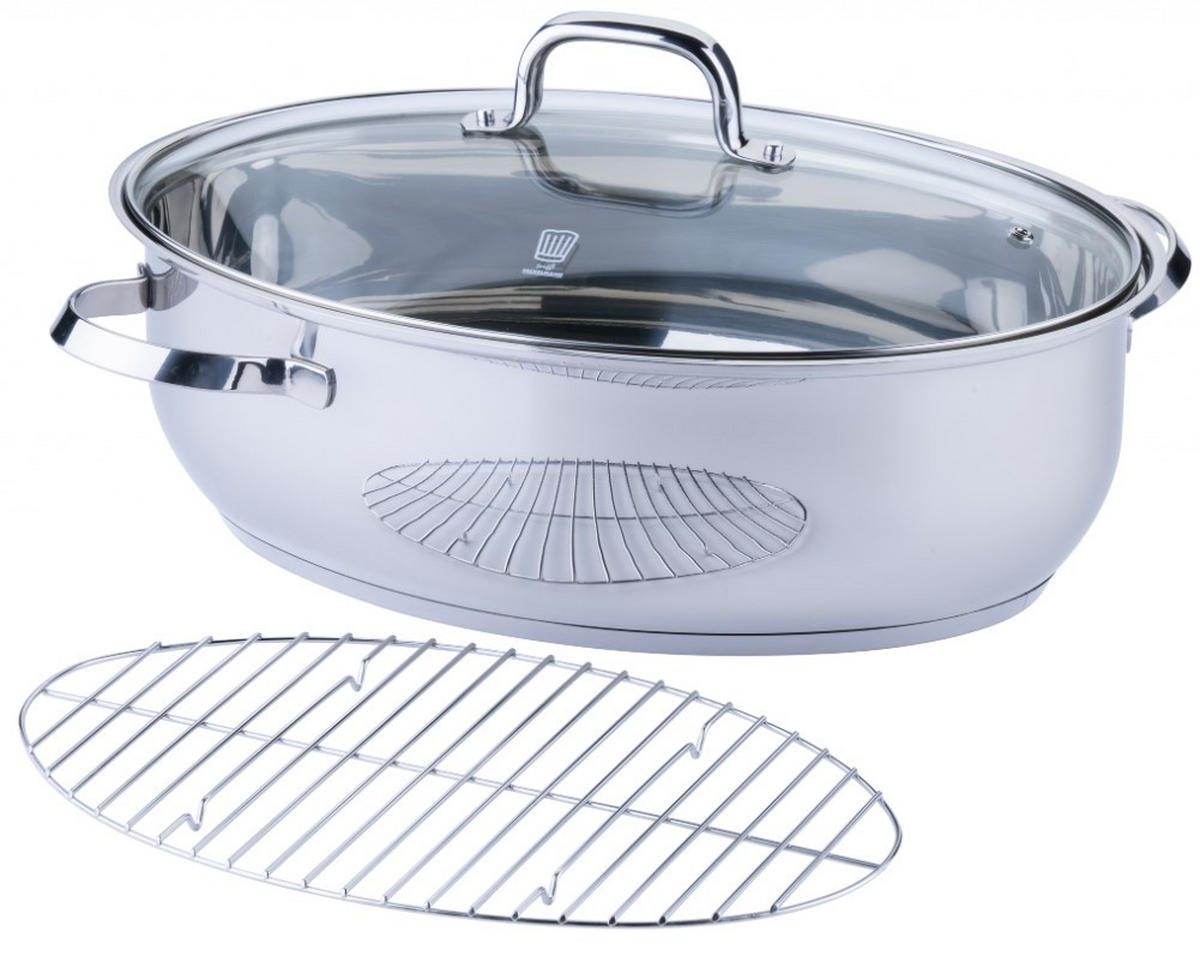 PEKÁČ, 38 cm  - čiré/barvy nerez oceli, Basics, kov/sklo (38cm) - Chefkoch+Fackelmann