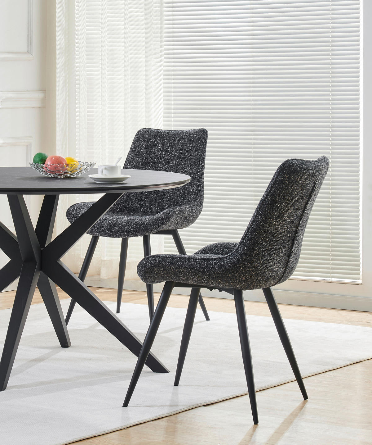 STUHL  in Eisen Leinenoptik Holz, Metall, Textil  - Anthrazit/Schwarz, KONVENTIONELL, Holz/Textil (54/88/61,5cm) - MID.YOU