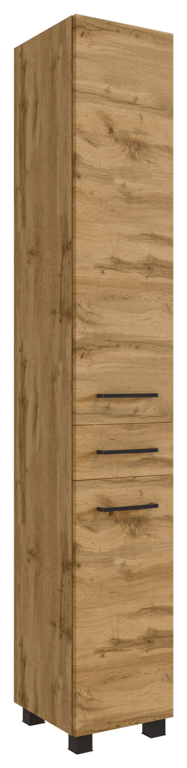 HOCHSCHRANK 30/180/35 cm  - Eichefarben/Schwarz, MODERN, Holzwerkstoff/Metall (30/180/35cm) - Held