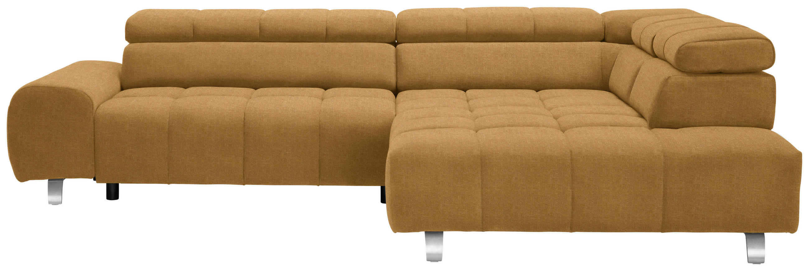 ECKSOFA Goldfarben Webstoff  - Dunkelgrau/Silberfarben, Design, Textil/Metall (295/201cm) - Hom`in