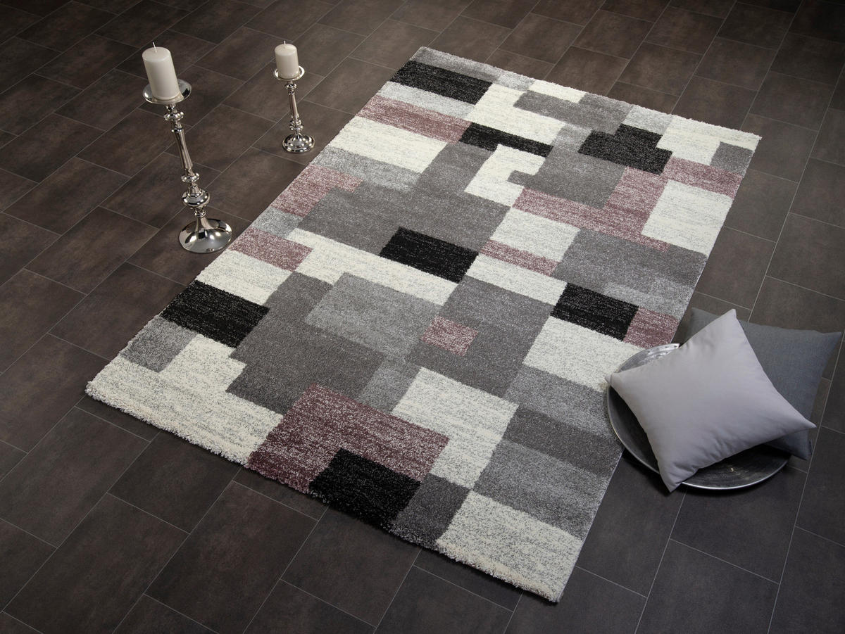 WEBTEPPICH 65/130 cm Astor Grid Grau, Flieder  - Flieder/Grau, KONVENTIONELL, Textil (65/130cm) - Novel