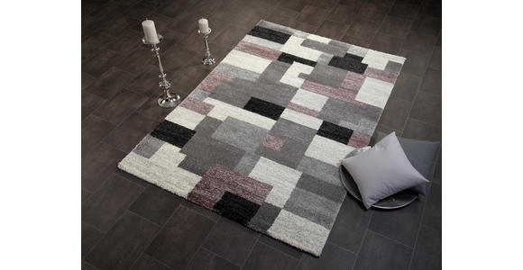 WEBTEPPICH 65/130 cm Astor Grid Grau, Flieder  - Flieder/Grau, KONVENTIONELL, Textil (65/130cm) - Novel