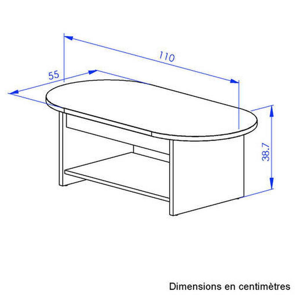 Thumbnail - Mid.you Couchtisch Couchtisch, Eiche, Holzwerkstoff, Holzoptik, oval, eckig, 55x39x110 cm, ISO 9001, Pefc, DIN EN ISO 14...