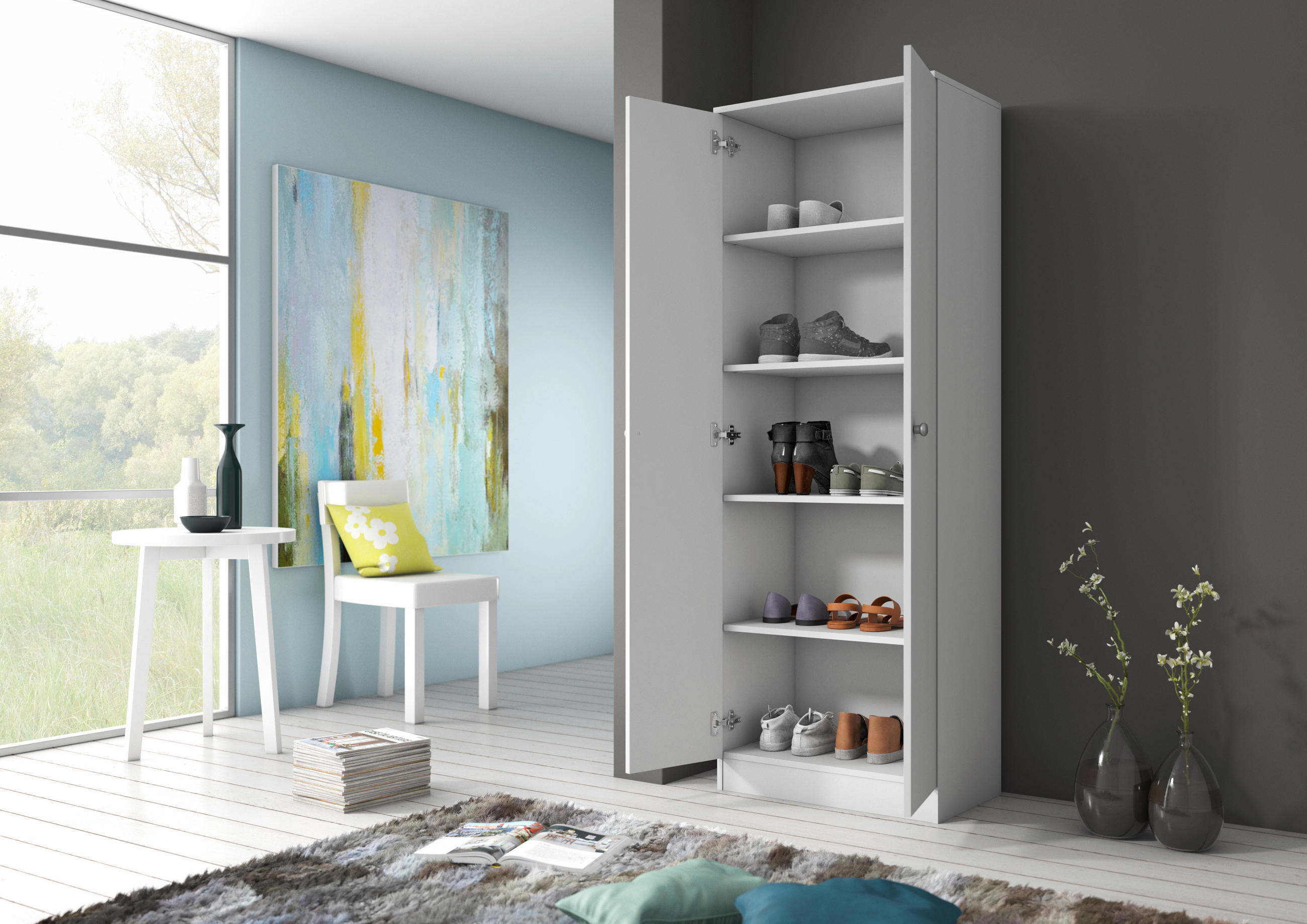 ORMAR ZA OBUĆU  bijela  drvni materijal     - bijela, Moderno, drvni materijal/plastika (63/35/179cm)