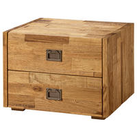 NACHTSCHRANK 50/36/41 cm Eiche massiv  - Eichefarben/Grau, KONVENTIONELL, Holz/Metall (50/36/41cm) - Hasena