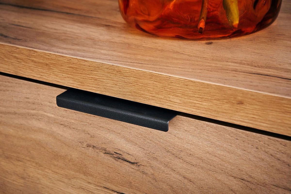 ECKSCHREIBTISCH 147/76/120 cm  in Eichefarben  - Eichefarben/Anthrazit, MODERN, Holzwerkstoff/Metall (147/76/120cm) - Novel