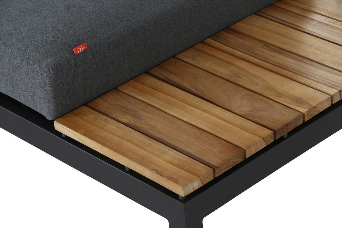 LOUNGEGARNITUR 3-teilig   Teakholz Aluminium, Stahl  - Anthrazit/Teakfarben, KONVENTIONELL, Holz/Kunststoff - Siena Garden