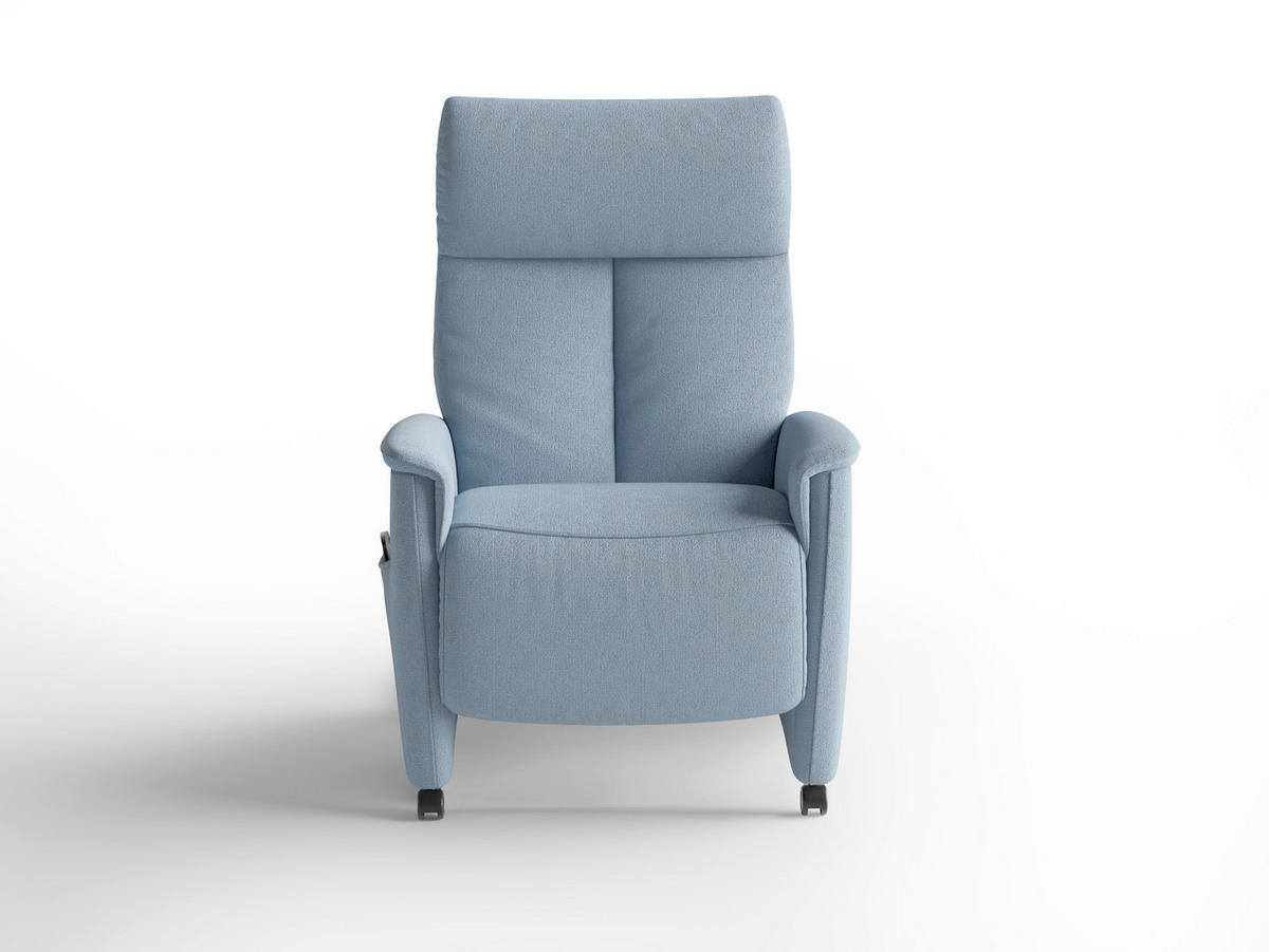 RELAXSESSEL TV CREMONA COMFORT E S1 Flachgewebe Kopfteilverstellung, Fußteilverstellung, Rücken echt    - Schwarz/Hellblau, Basics, Kunststoff/Textil (76/110/84cm) - Sit & More