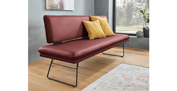 SITZBANK in Metall, Textil Schwarz, Bordeaux  - Bordeaux/Schwarz, Design, Textil/Metall (195/91/65cm) - Dieter Knoll