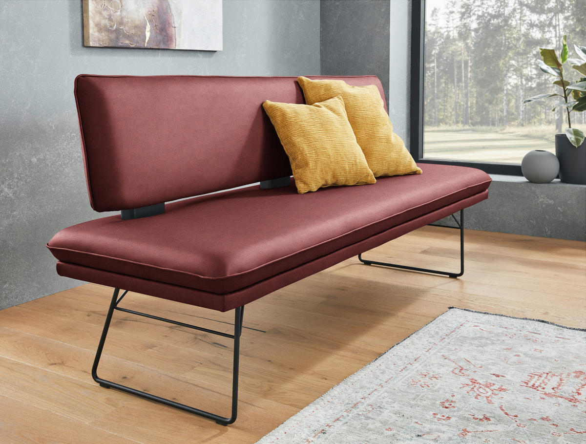 SITZBANK Metall, Textil Schwarz, Bordeaux  - Bordeaux/Schwarz, Design, Textil/Metall (195/91/65cm) - Dieter Knoll