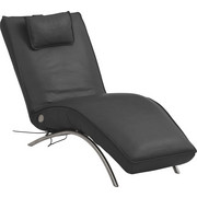 RELAXLIEGE in Leder Schwarz - Edelstahlfarben/Schwarz, Design, Leder/Metall (70/95/175cm) - Koinor