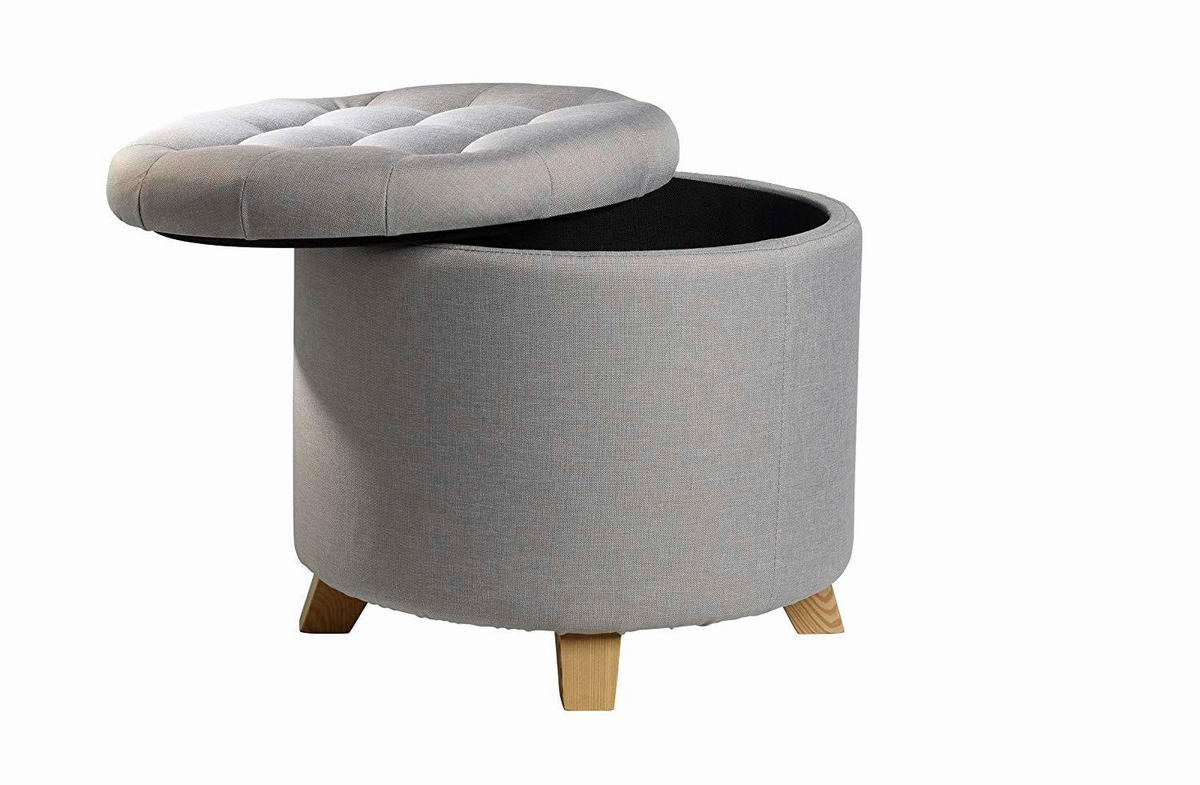 HOCKER Struktur, gesteppt Grau  - Grau, Design, Holz/Textil (45/41/45cm) - Echtwerk