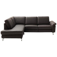 ECKSOFA Braun Echtleder  - Chromfarben/Braun, Design, Leder/Metall (200/271cm) - Pure Home Lifestyle