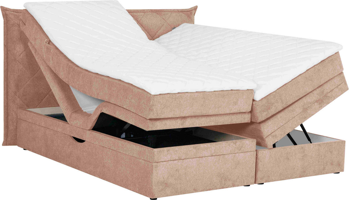 BOXSPRINGBETT 180/200 cm  in Hellrosa  - Hellrosa/Schwarz, Konventionell, Holz/Textil (180/200cm) - Welnova
